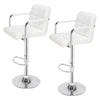 2× Bar Salon Beauty Stools Leather Breakfast Chair Swivel Gas Lift W/ Back & Arm