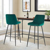 2X Modern Bar Stools Velvet Breakfast Stool Kitchen Pub Chair Metal Leg