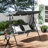 Patio Metal Swing Chairs Outdoor Hammock 3 Seater Canopy Garden Bench Sunshade