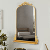 Large Antique Ornate Wall Mount Mirror Bathroom Makeup Arch Floral Decor W/Shelf