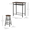 3-Piece Dining Set with 2 Matching Chairs and 1 Table for Home Bar