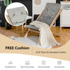Foldable Beach Sling Chair Outdoor Garden Adjustable Lounging Chair with Cushion