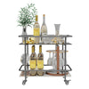 Stylish Layer Marble Drinks Trolley Glass Shelves Eye Catching Black With Castor