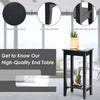 2 PCS Versatile 2-Tier Tall Side Table End Table Narrow Beside Storage Table