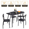 5PCS Dining Table & Chair Set Breakfast Bar Kitchen Furniture with Curved Back