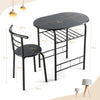 Small Table and 2 Chairs 3PCS Bar Kitchen Dining Breakfast Furniture Set W/Shelf