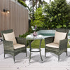 3 Piece Garden Furniture Set Patio Rattan Wicker Cushioned Chairs W/ Glass Table