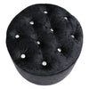 Round Pouffe Stool Seat Diamante Tufted Crushed Velvet Vanity Chair Footstool