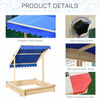 Kids Square Wooden Sandpit Sandbox Children Cabana Outdoor Backyard Playset