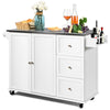 Rolling Kitchen Cart w/ 3 Drawers Kitchen Island w/ Towel Rack and Spice Rack