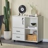 White Filing Cabinet Mobile Printer Stand W/2 Drawers 1 Door 3 Shelves