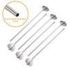 6Pcs Spoon Straws Milkshake Smoothie Drinks Cocktail Stirrers Stainless Steel