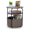 Industrial Wood Metal Bedside Table W/ Storage Basket Sofa End Coffee Side Table