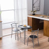 3Pcs Modern Breakfast Bar Dining Table and 2 Chairs Set Metal Frame Kitchen