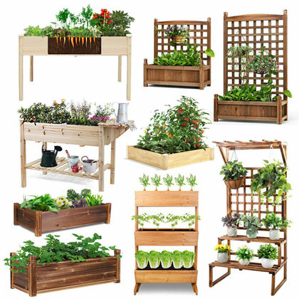 UK City Garden Raised Bed Elevated Flower Vegetable Grow Planter Box Seed Soil