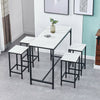 5Pcs Marble Vein Bar Table 4 Stools Set Breakfast Kitchen Dining Bar Bistro Wood