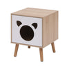 NICEME Wooden Bedside Table with Cat Cave Cat House Bedside Cabinet Nightstand