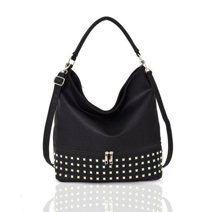 Metal Studded Black Bag Womens Handbag Slouch Ladies Large Tote Shoulder