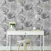 Reverie Wallpaper Floral Flower Rose Pink Grey Lilac Blush Silver Soft Light 3D