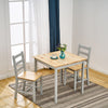 Solid Wooden Grey Dining Table and 2 Chairs 2 Seater Set Kitchen Room Home New