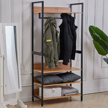 4 Tier Metal Hat and Coat Stand Storage Clothes Shoe Rack Hanger Rod Bench Shelf