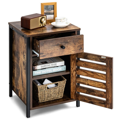Industrial Storage Cabinet Sofa Side Table End Table Bedroom Nightstand W/Drawer