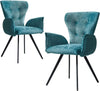 2PC Modern Dining Ergnomic Arm Chairs with Metal Leg Kitchen Living Room