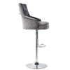 Oversize Grey Velvet Bar Stool 360° Swivel Backrest Barstool Salon Farmhouse Pub