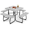8 person Square Picnic Table Bench SetOutdoor Circular Picnic Table W/4 Benches