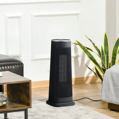 2KW Ceramic Electric Tower Fan Heater Oscillating LED Display Timer Remote&Touch