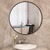 80cm Large Round Bathroom Mirror Non-Rusting Frame Mirror with Hooks Hanger Back