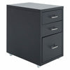 3 Drawers Metal Home Office Filing Cupboard Unit on Castors Cabinet White/Black
