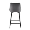 2x Velvet Grey Bar Stool Kitchen Counter Breakfast Chair Pub Restaurant Cafe