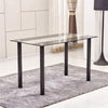 Black&Clear Rectangular Tempered Glass Dining Table Black Metal Legs Dining Room