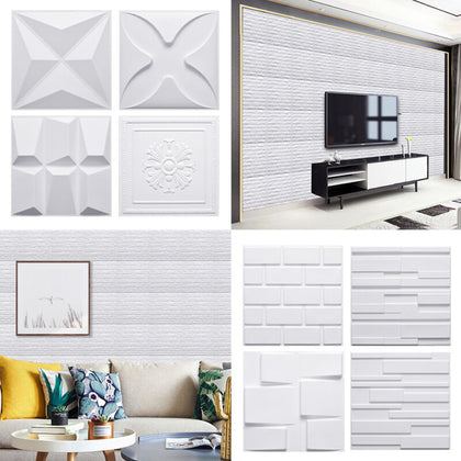 24x PVC 3D Wall panel Decorative Wall Ceiling Tile Cladding Wallpaper Waterproof