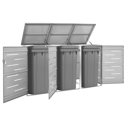 Triple Wheelie Bin Shed 207x77.5x115 Stainless Steel W0W0