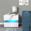 24" RGB LED Light Bedside Table Cabinet Nightstand High Gloss 2 Drawer Furniture