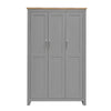 Lisbon 3 Door Triple Wardrobe In Grey - Bedroom Furniture Storage Cupboard