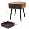 Industrial Nightstand Wooden Bedside Table Removable Fabric Drawer End Table