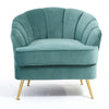 Velvet Armchair Shell Lotus Oyster Back Sofa Metal Gold Leg Chair Lounge Bedroom