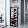 7+6 Tier Wooden Shoe Storage Rack Entryway Display Organizer with Drawer & Hooks