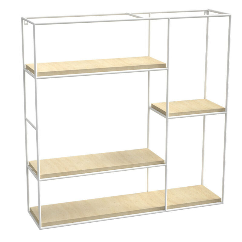 Square Wall Racks 4 Tier Square Wall Storage Unit Retro Wooden Industrial Style Metal Sh ...