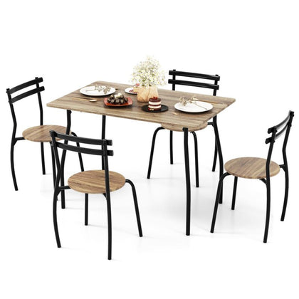 5 Pieces Kitchen Dining Set Modern Breakfast Table and 4 Chairs Space-saving