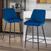 2x Velvet Blue Bar Stool Kitchen Counter Breakfast Chair Pub Restaurant Cafe