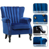 Wingback Armchair High Back Chair Lounge Sofa Living Room Upholstery Velvet Blue
