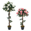 Large Potted Bunch Rose Blossom Flower Artificial Tree Plant Garden Home Decor