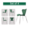 Dining Chairs Set of 4 Velvet Green Padded Seat Chrome Legs Kitchen Home Office