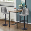 2Pcs Grey Barstools Faux Leather Gas Lift Rotatable Metal Leg Bar Chairs Kitchen