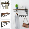 Wall-Mounted Wooden Floating Shelf Clothes Hat Hook Creative Coat Storage Rack