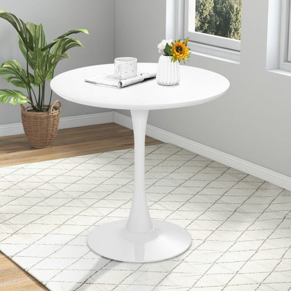 Modern Tulip Dining Table 80cm Round Kitchen Table w/Metal Pedestal for 4 People